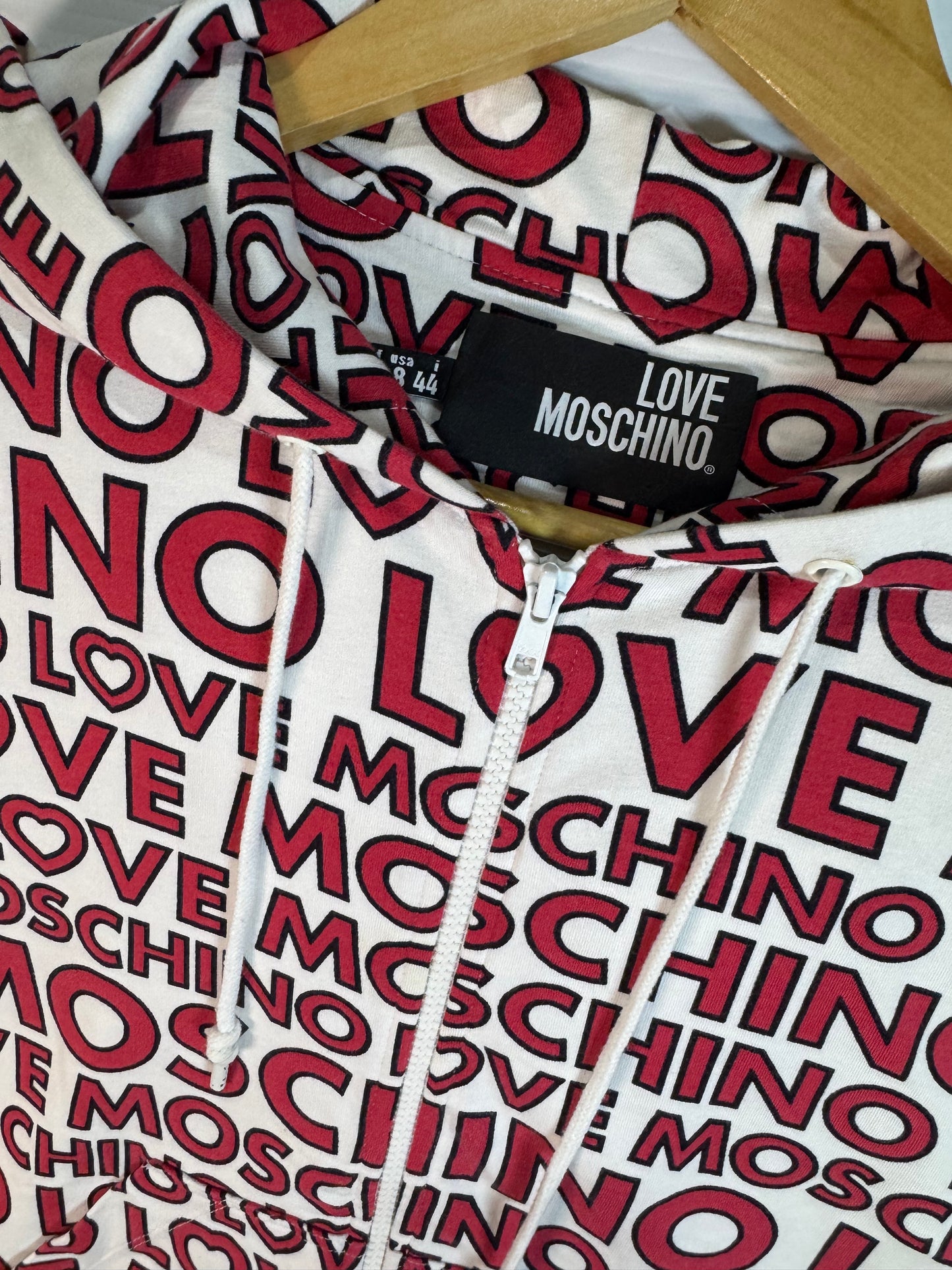 Love Moschino All-Over Graphic Logo Sweatshirt Hoodie (M)