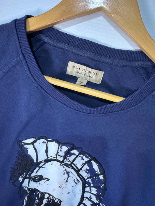 Burberry Sweatshirt White & Navy Blue (2XL - TTG)
