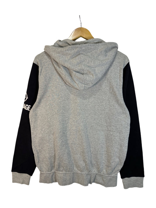 Cartoon Embroidered Zipup Hoodie Grey/Black (XL)