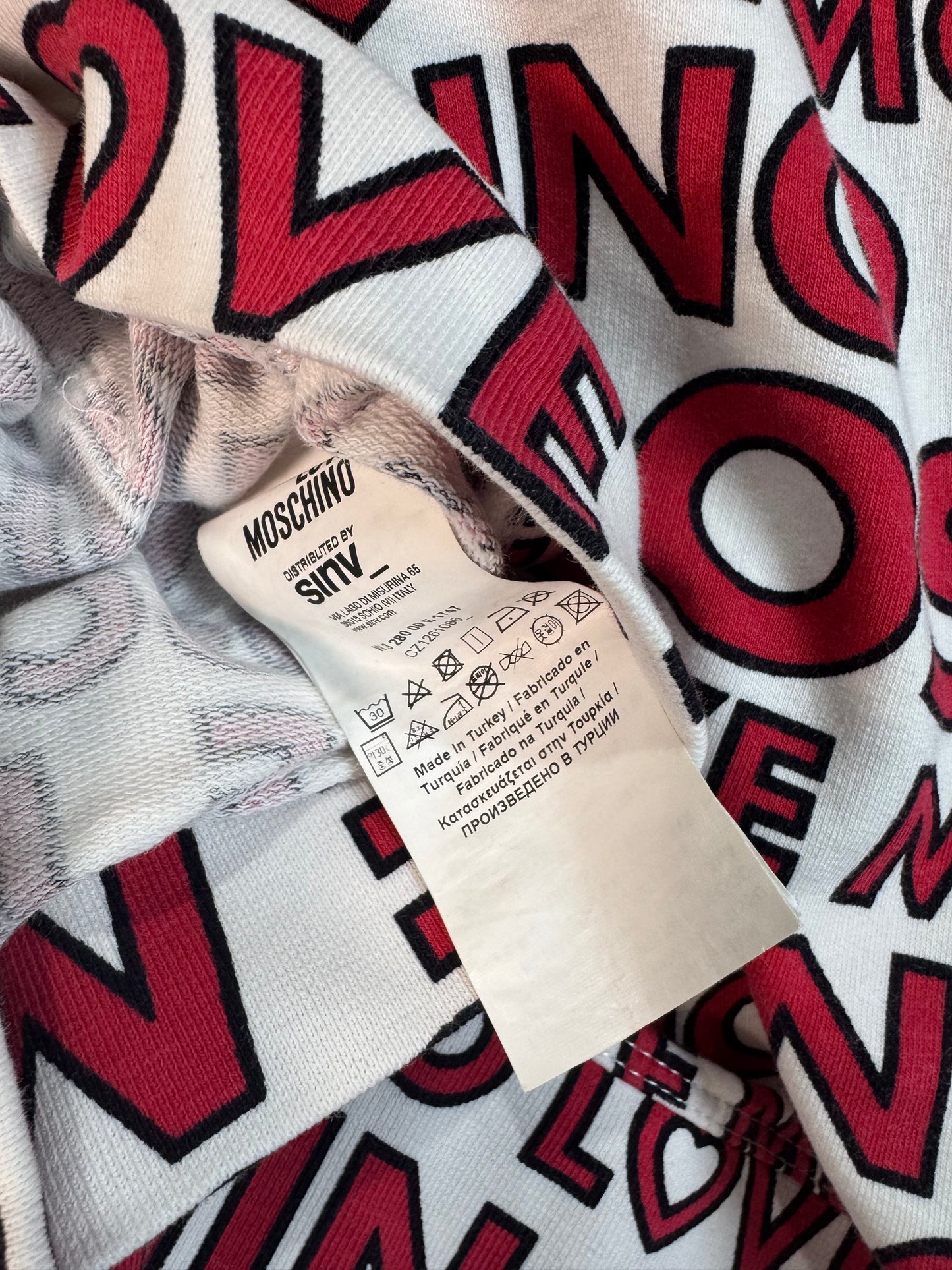 Love Moschino All-Over Graphic Logo Sweatshirt Hoodie (M)