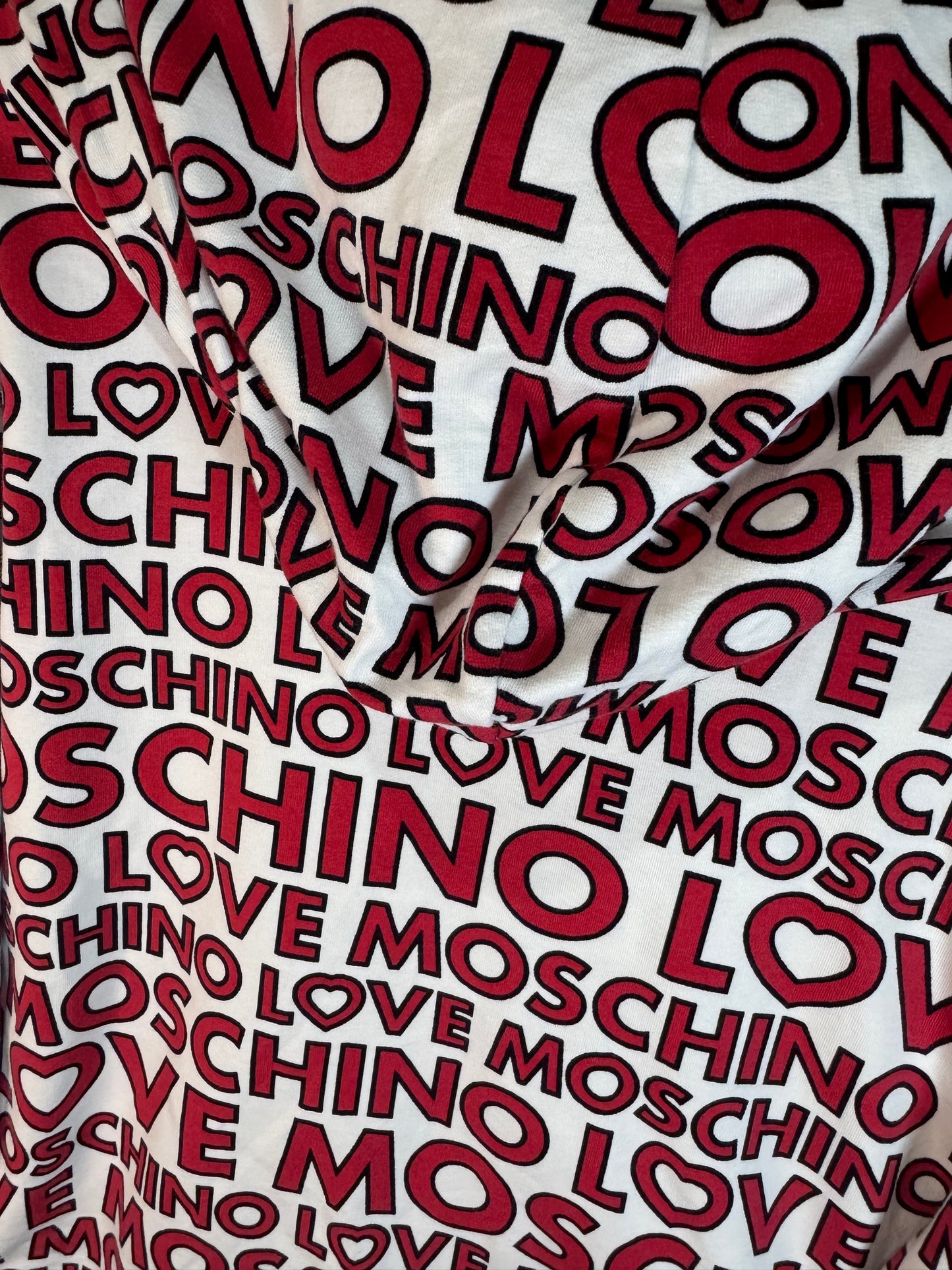 Love Moschino All-Over Graphic Logo Sweatshirt Hoodie (M)