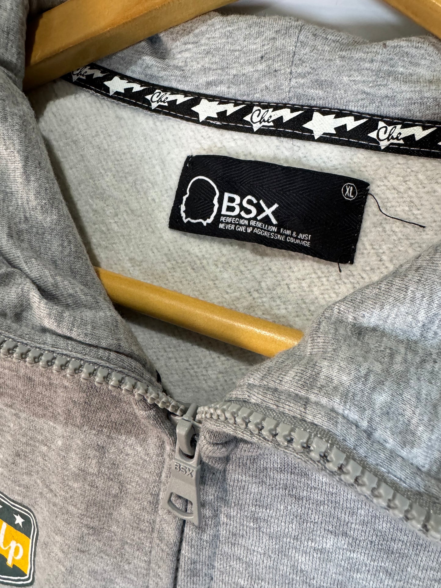 Cartoon Embroidered Zipup Hoodie Grey/Black (XL)