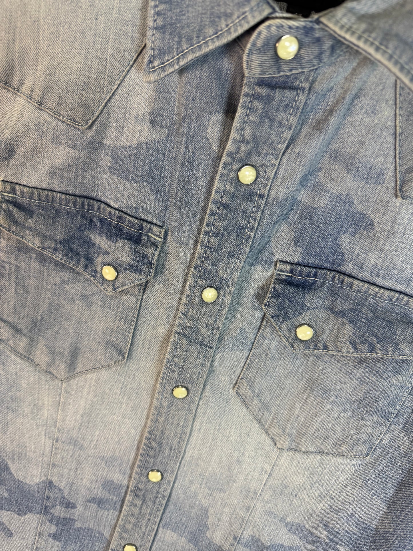 Camouflage Denim Button Shirt Long Sleeves (S)