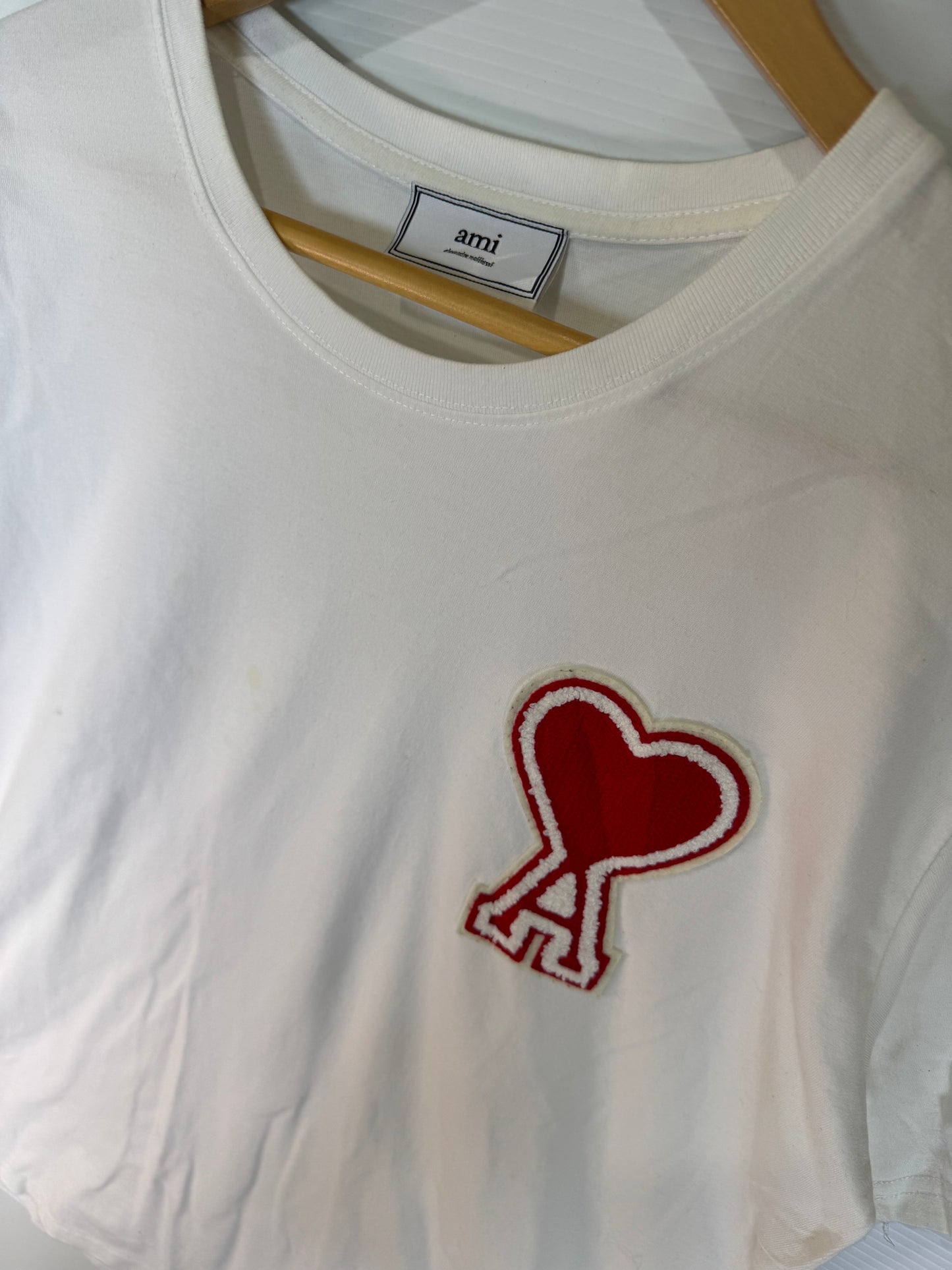 AMI Paris Coeur Patch Tshirt White (M-L)