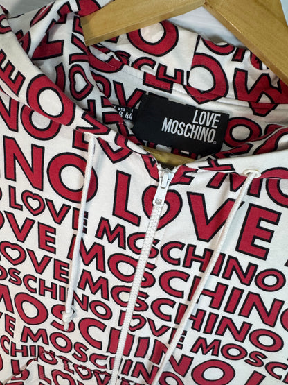 Love Moschino All-Over Graphic Logo Sweatshirt Hoodie (M)