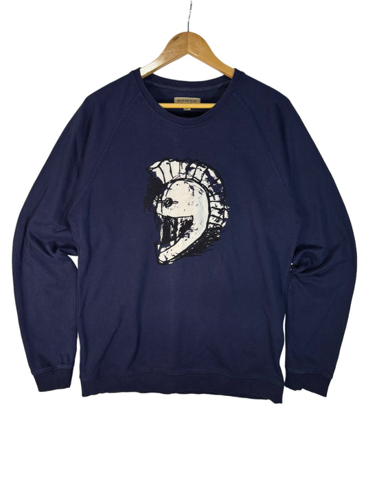 Burberry Sweatshirt White & Navy Blue (2XL - TTG)