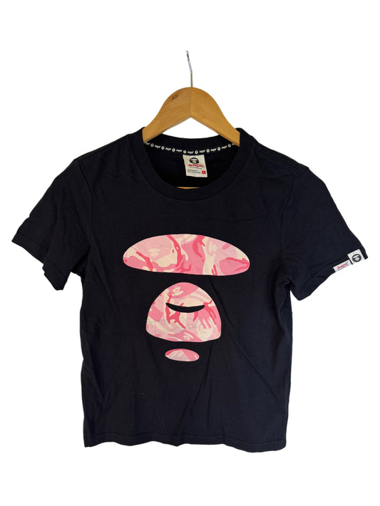 BAPE Abc Camo Ape Face Tee in Black & Pink